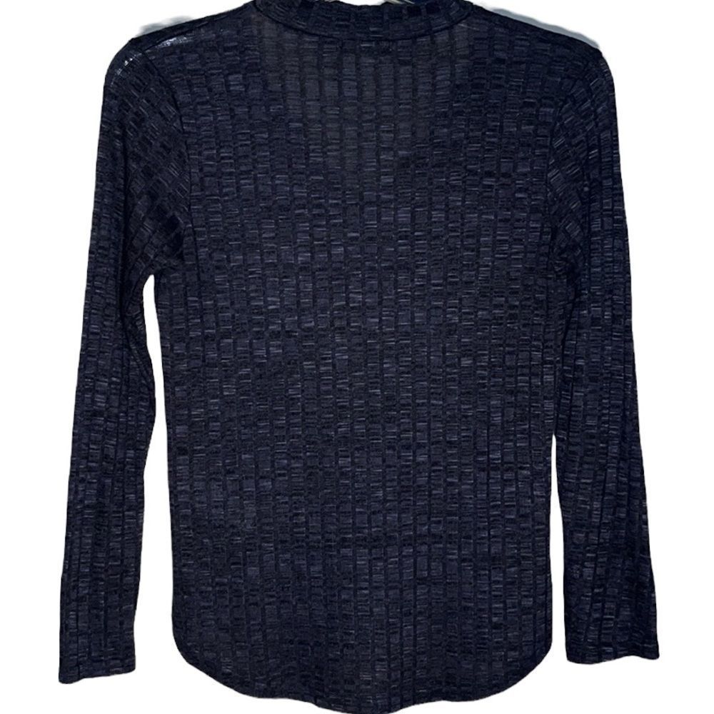 Boohoo Women’s Charcoal Grey Knit Long Sleeve V Neck Top Ribbed With Neck Collar - Picture 2 of 6